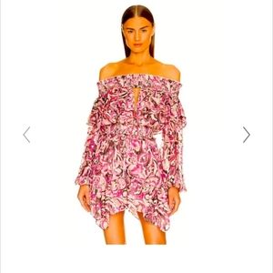 Elegant Strapless Pink Floral Dress Silk